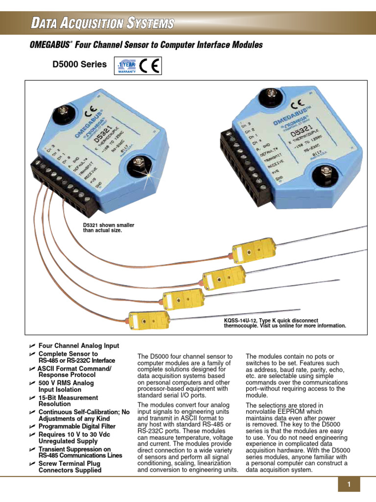 D5000 Series: Omegabus Four Channel Sensor To Computer Interface ...