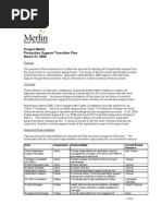 Project Merlin Production Support Transition Plan