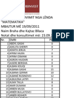 Rezultati I Provimit Ne Lenden - MATEMATIKA - SHTATOR - 2011 - Naim Braha Dhe Kajtaz Bllaca