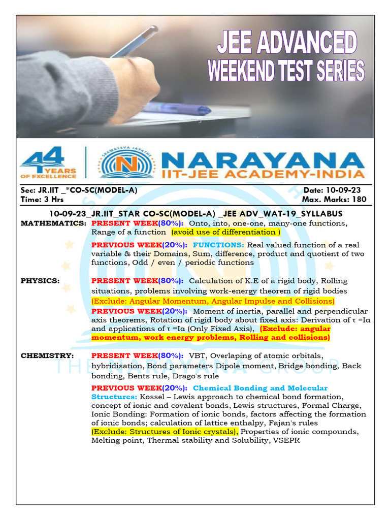 JEE Advanced Model A Exam Syllabus | PDF | Chemical Bond | Ionic Bonding
