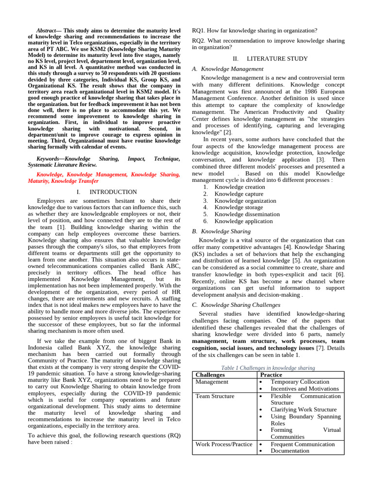 Paper KM Kel 2 (TA) Conflict | PDF | Knowledge Management | Knowledge