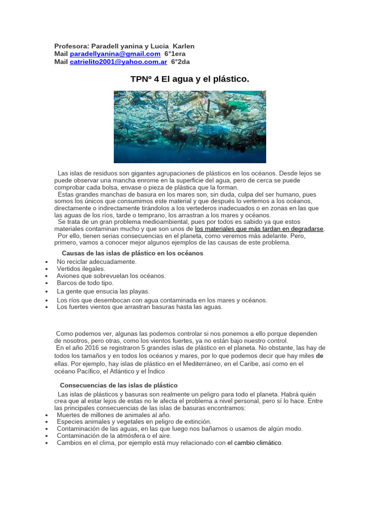Resumen sobre islas de plástico | PDF | Residuos | El plastico