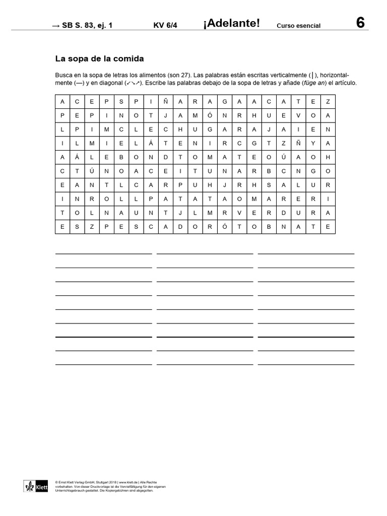 Sopa de Letras Comida | PDF