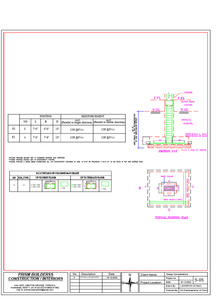 Footing & Column Steel Design | PDF