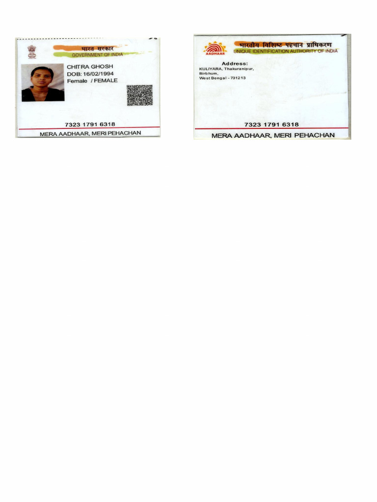 Chitra-Adhar Card | PDF
