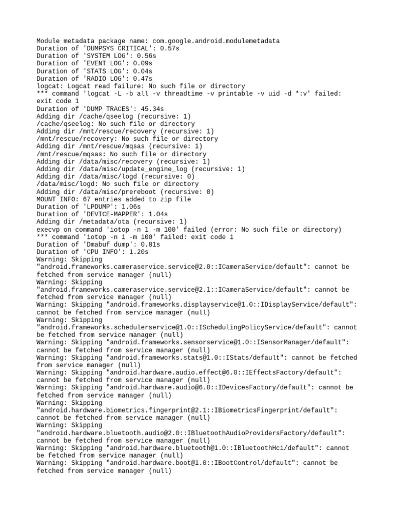 Android Module Metadata Log Analysis | PDF | Software | Computing