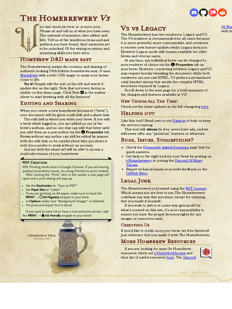 Homebrewery V3: Create D&D Homebrews | PDF | Html | Html Element