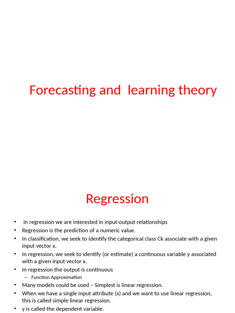 Forecasting and Learning Theory | PDF | Regression Analysis | Logistic ...