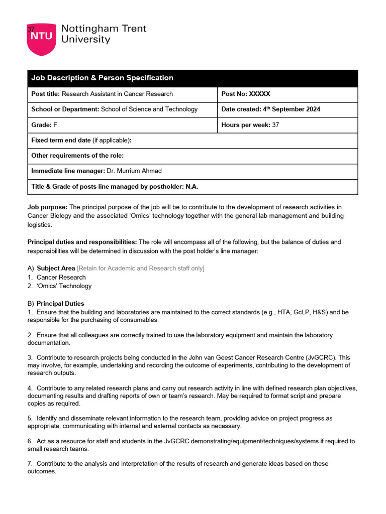 Research Assistant Role in Cancer Research | PDF | Information | Knowledge
