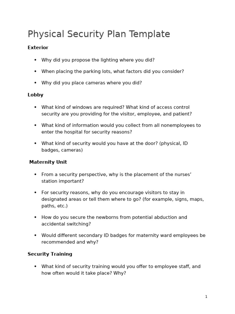 Comprehensive Physical Security Plan Template | PDF