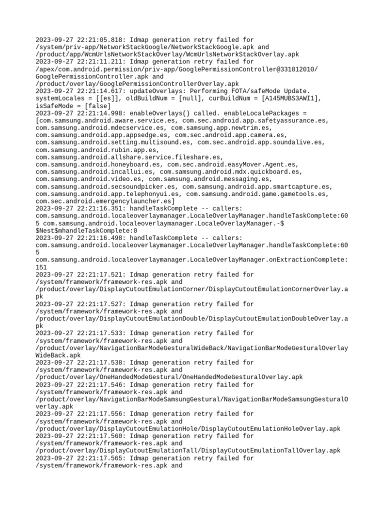 Idmap Generation Errors Log Analysis | PDF | Android (Robot) | Smart ...