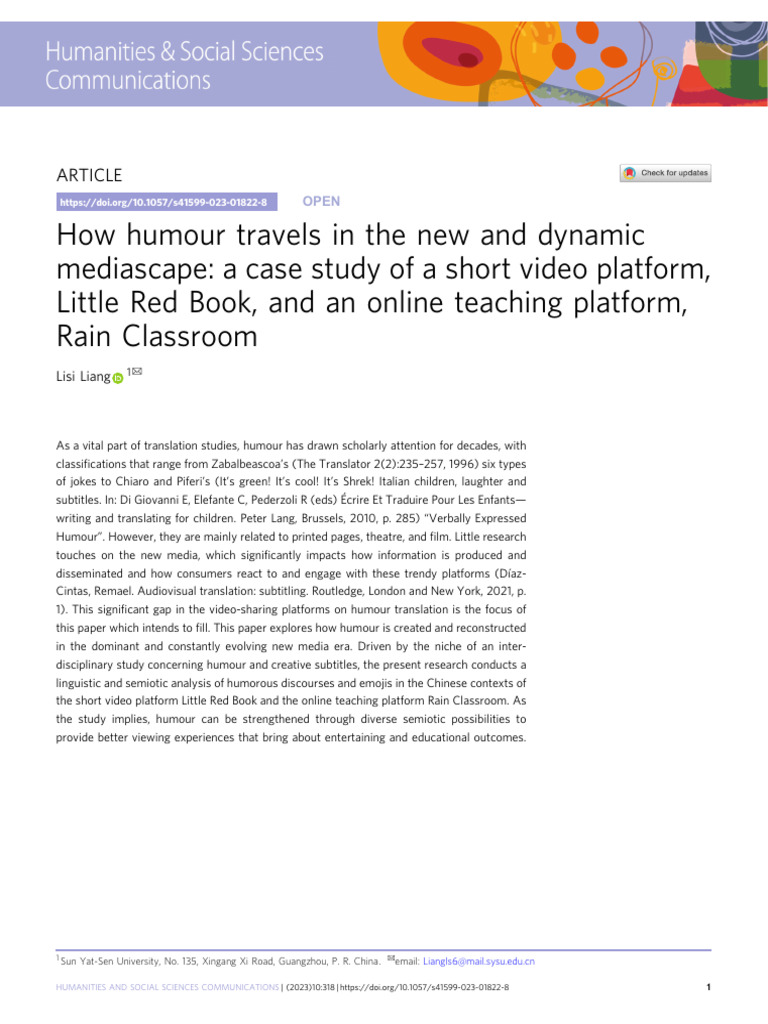 Humor Translation in New Media Platforms | PDF | Humour | Jokes