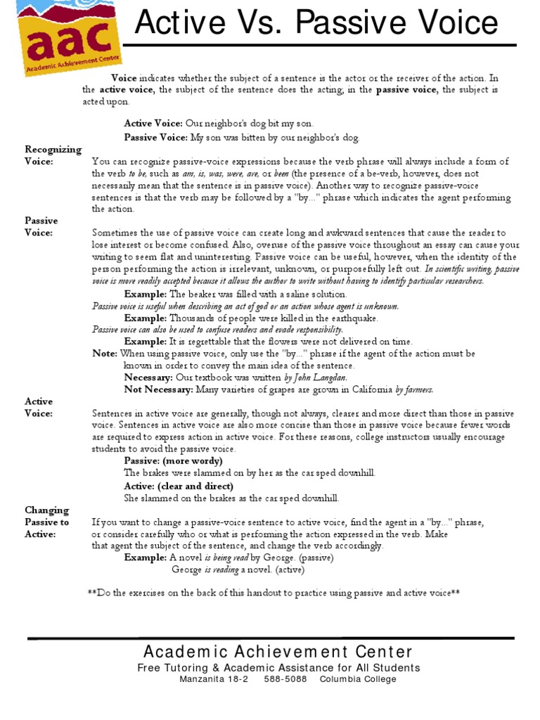 Active Passive Voice | PDF | Language Arts & Discipline