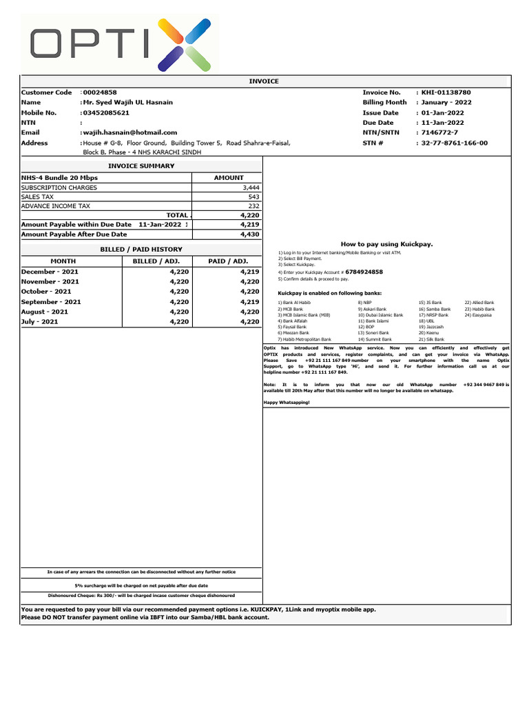 KHI-01138780 | PDF | Cheque | Invoice