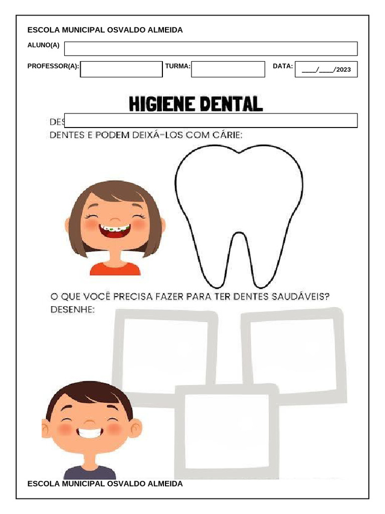 Atividade Infantil Saude Bucal e Minha Família | PDF