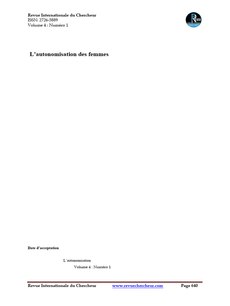 Autonomisation des femmes et pauvreté | PDF | Responsabilisation | Sexe