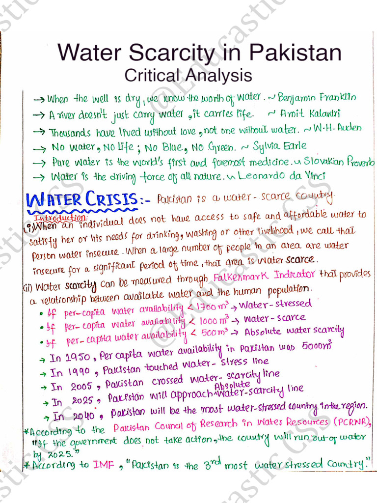 27.2 Water Scarcity in Pakistan Critical Analysis | PDF