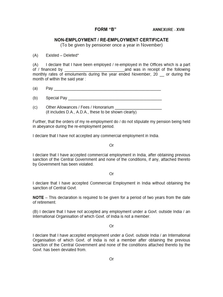 Non employment certificate pdf