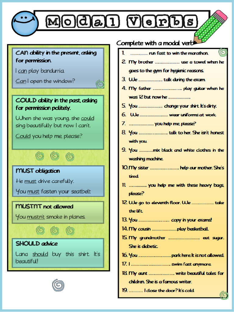 Modal Verbs Exercise Practice | PDF