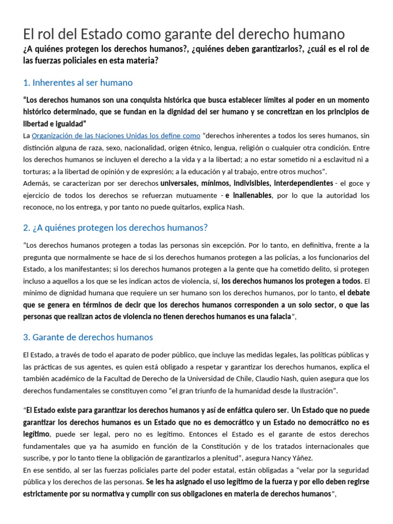 El Estado como garante de derechos humanos | PDF | Derechos humanos ...