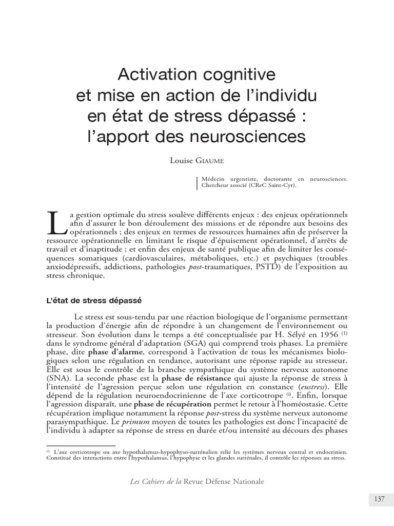 Gestion du stress et neurosciences appliquées | PDF | Stress (Biologie ...