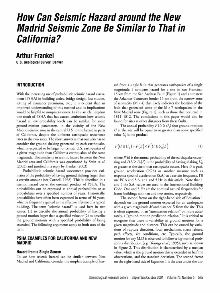 How Can Seismic Hazard Around The New Madrid Seismic Zone Be Similar To ...