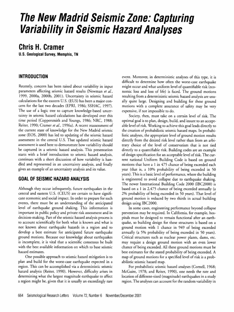 The New Madrid Seismic Zone - Capturing Variability in Seismic Hazard ...