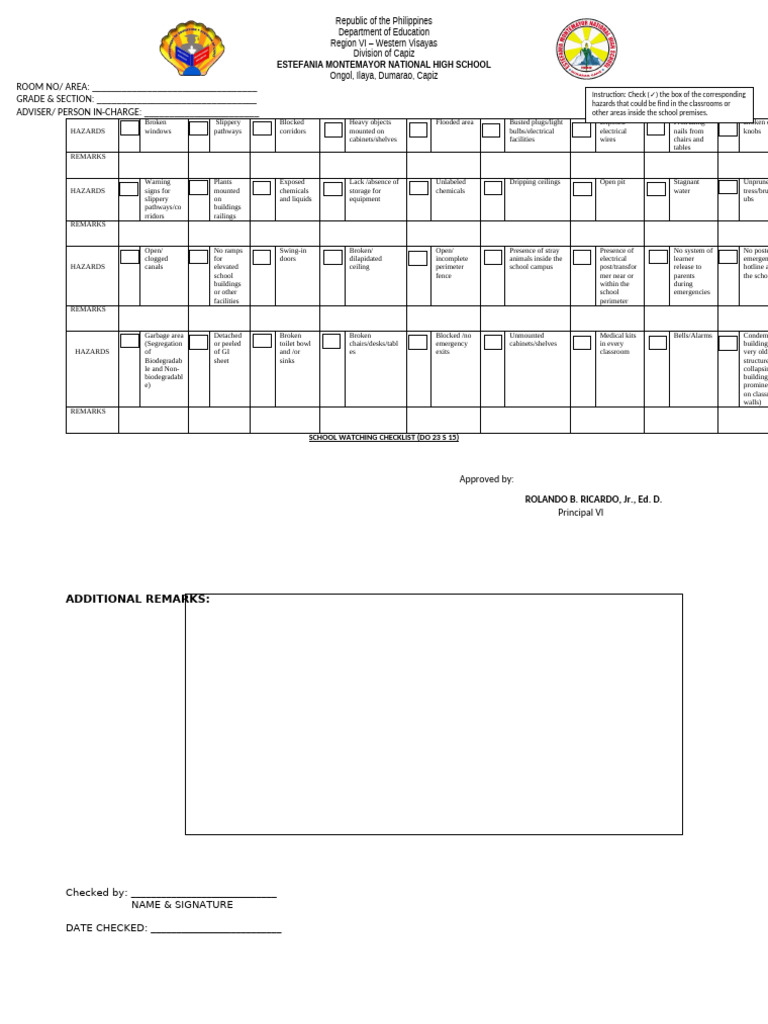 Hazard Mapping Checklist - Updated 04 16 2021 | PDF