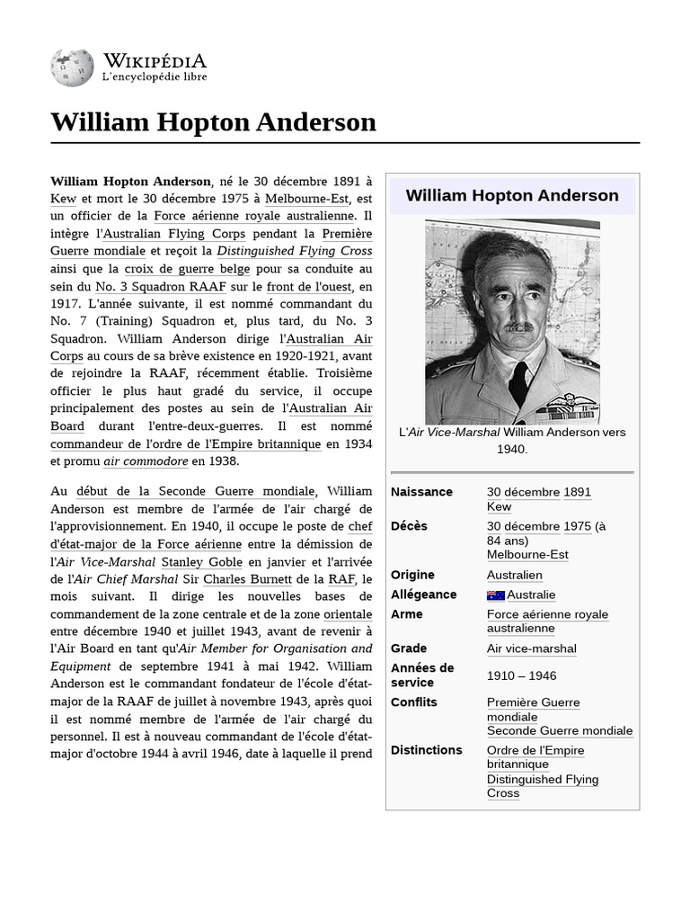 Biographie de William Hopton Anderson | PDF | Composante aérienne ...