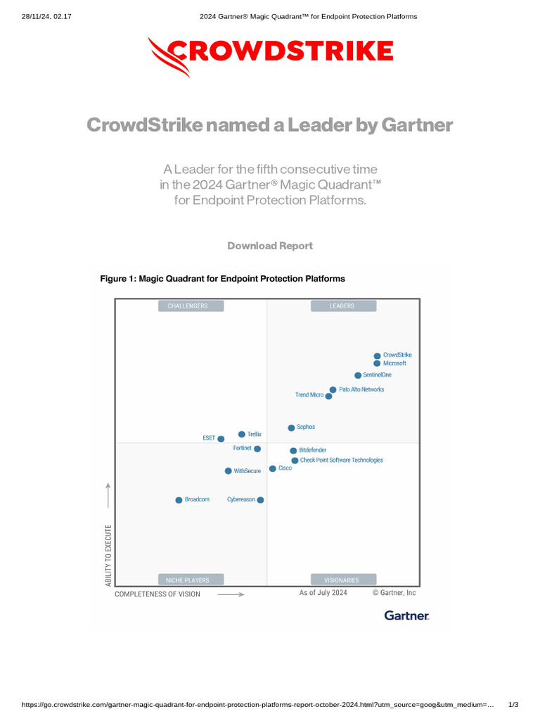 2024 Gartner® Magic Quadrant™ for Endpoint Protection Platforms PDF