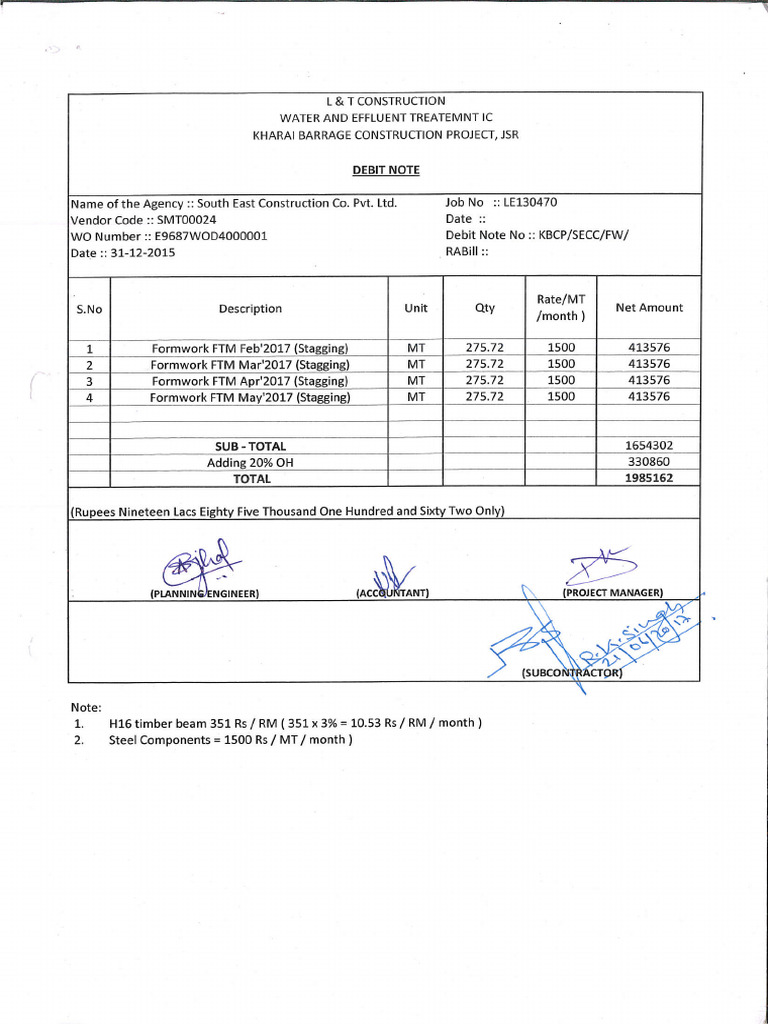 RAB-56 Debit Note - Staging Feb May17 | PDF