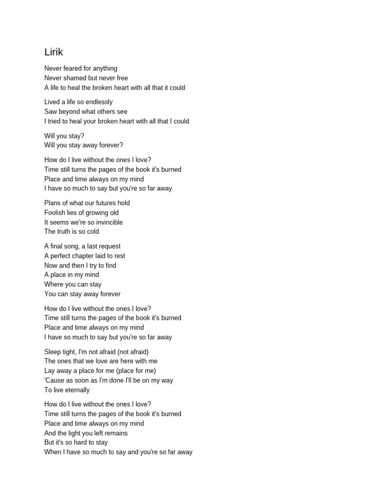 Lirik Lagu So Far Away PDF