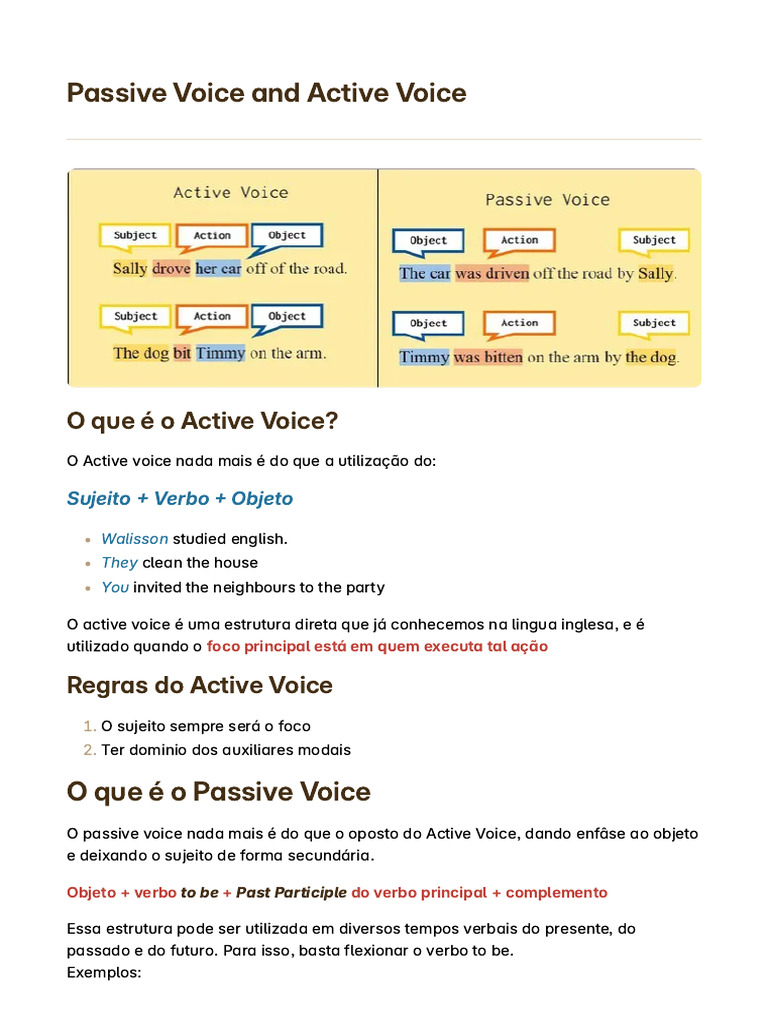 Voz Ativa e Passiva em Inglês | PDF | Linguística | Gramática