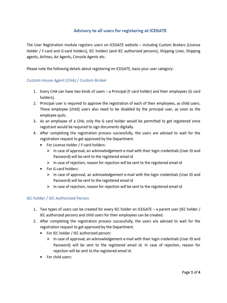 ICEGATE User Registration Guide | PDF | Identity Document | User ...
