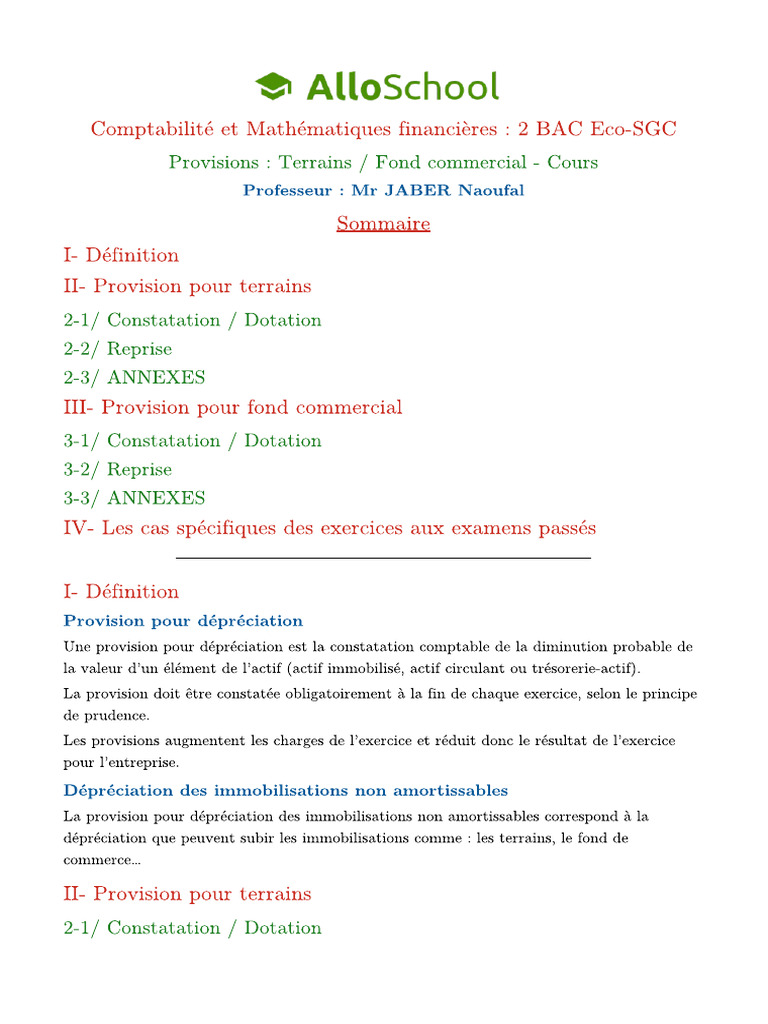 Photo inspiration: Commercial Owner Hr General Provisions Pdf Reference: Provisions Terrains Fond Commercial Cours