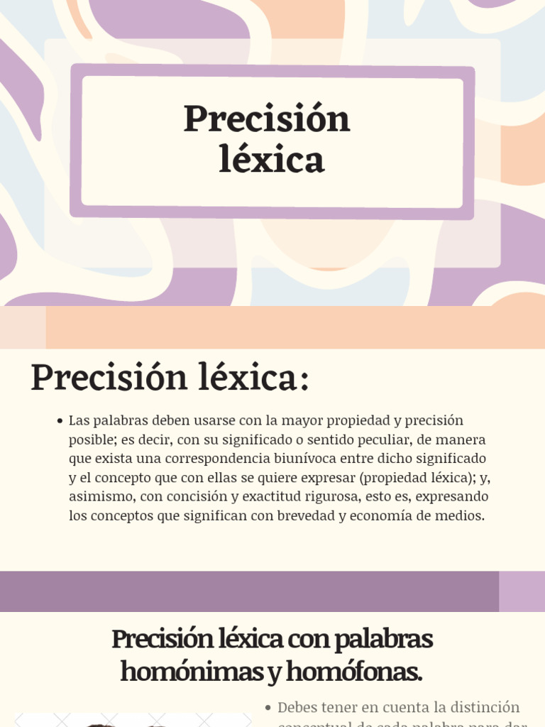 Sesiones 5 y 6 Precisión Léxica | PDF | Verbo | Palabra