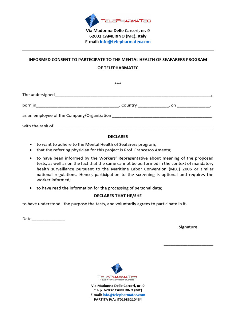 Informed Consent For Seafarers Mental Health Pdf Justice Crime