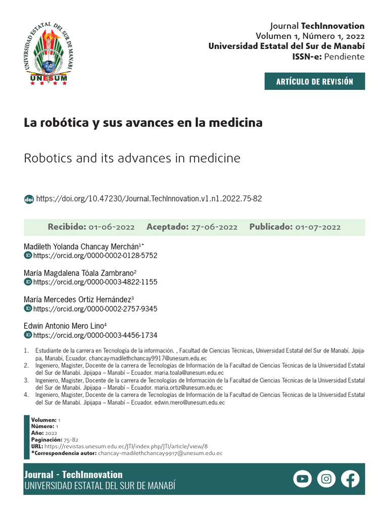 Robótica Médica: Futuro y Avances | PDF | Robot | Robótica