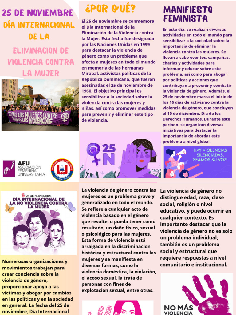 25 de Noviembre Dia Internacional de La Eliminacion de La Mujer | PDF ...