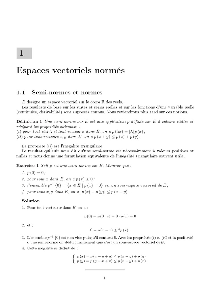 Semi-normes et normes dans les espaces vectoriels | PDF | Base (algèbre ...