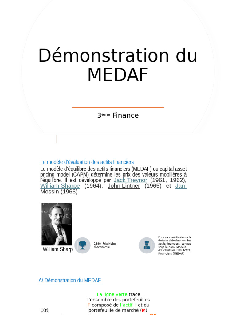 Démonstration du MEDAF en finance | PDF | Modèle d'évaluation des ...