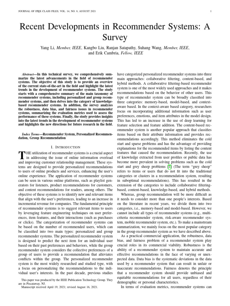 Recent Advances in Recommender Systems | PDF | Artificial Neural ...