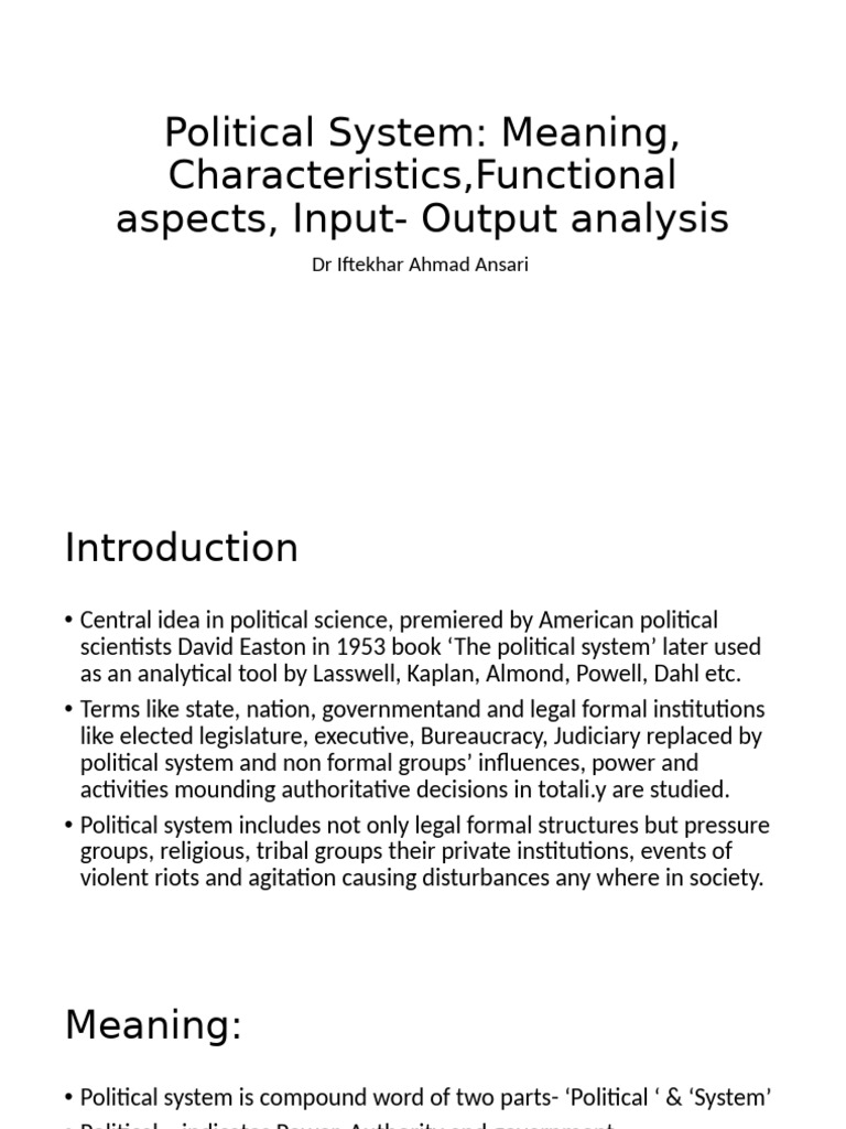 Political System: Meaning, Characteristics, Functional Aspects, Input ...