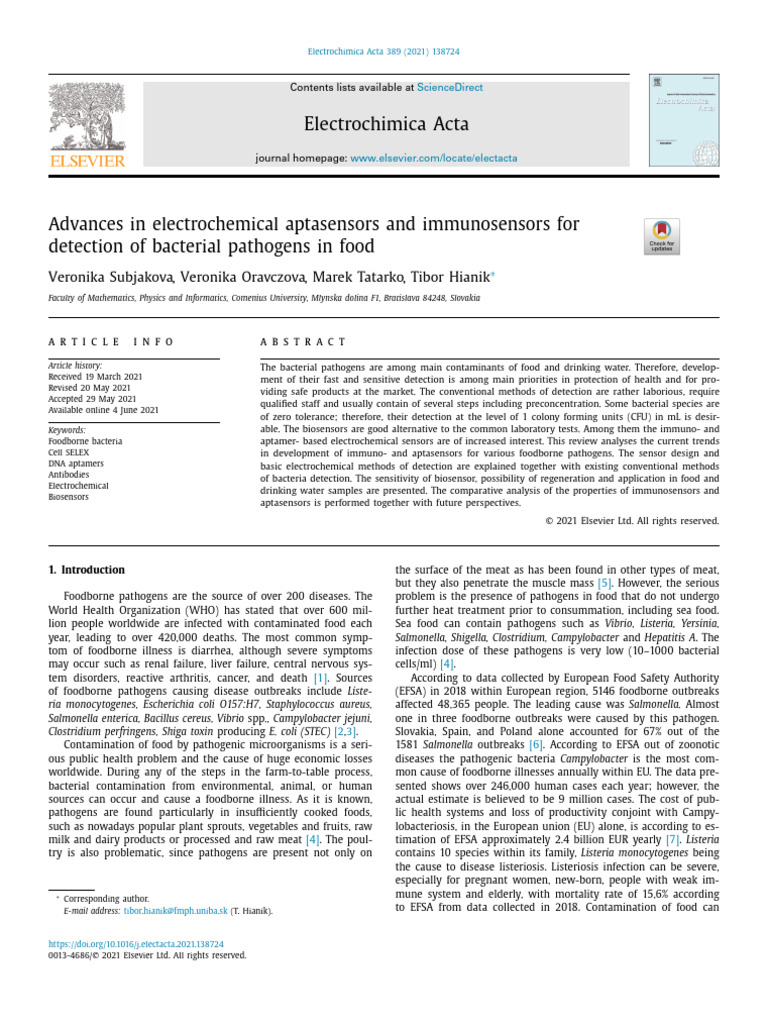 Advances in Electrochemical Aptasensors and Immunosensors For Detection ...