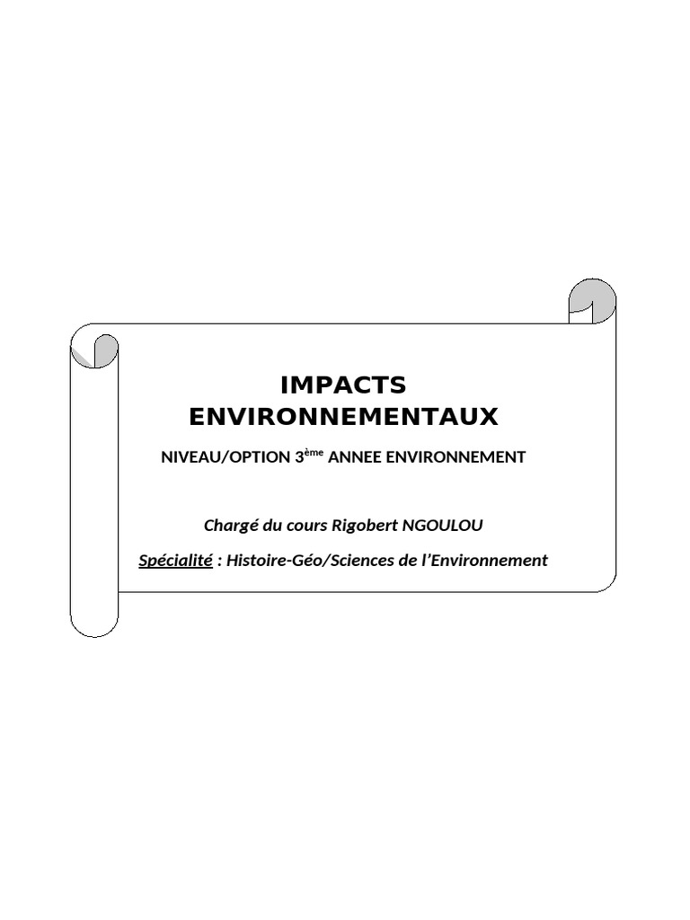 Impact des Activités Humaines sur l'Environnement | PDF | Environnement ...