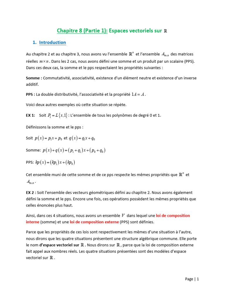 Espaces vectoriels sur ℝ | PDF | Logique mathématique | Objets ...