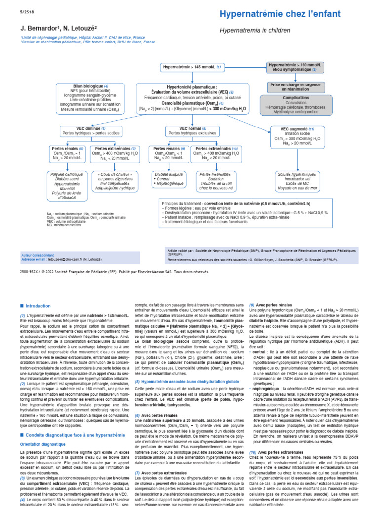 Hypernatrémie chez l'enfant : causes et traitements | PDF ...