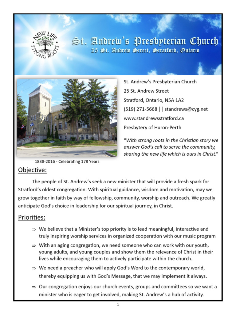 2016 St. Andrew's Congregational Profile | PDF