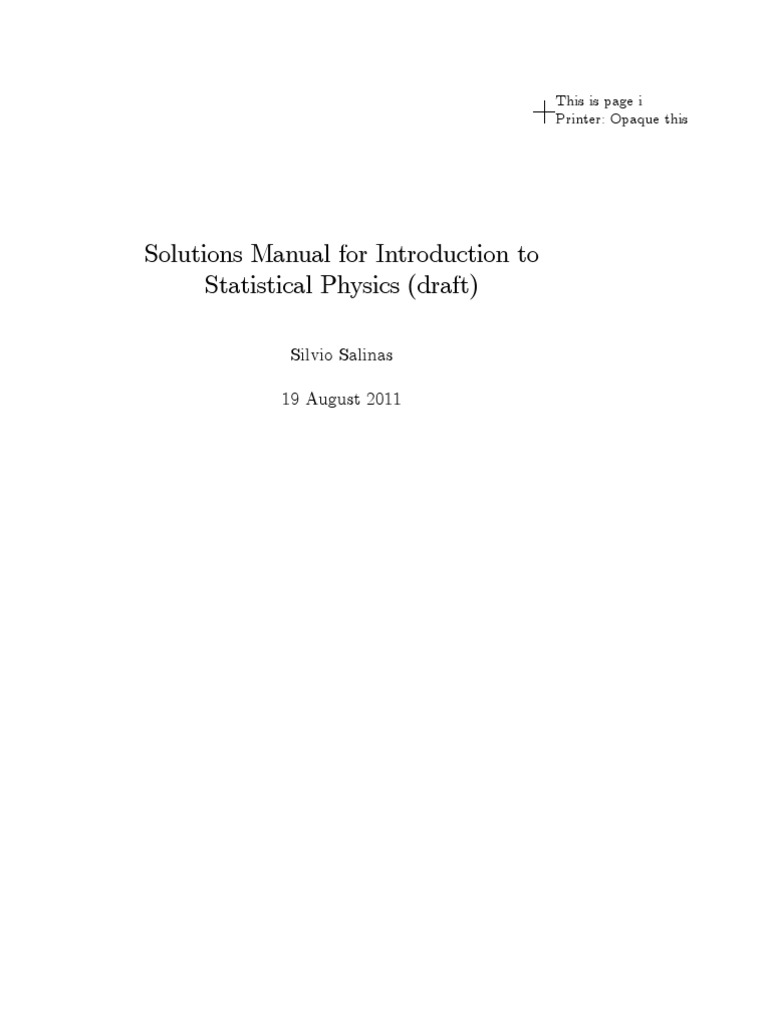Introduction To Statistical Mechanics Solution Manual | PDF | Entropy ...