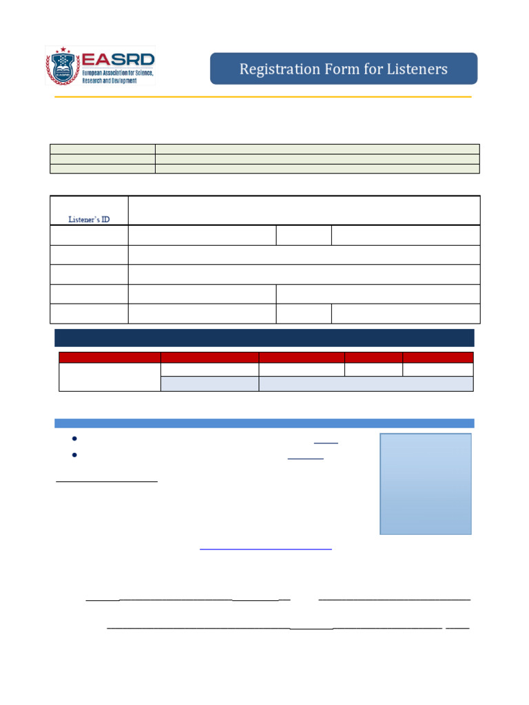 EASRD Listner Registratron Form | PDF